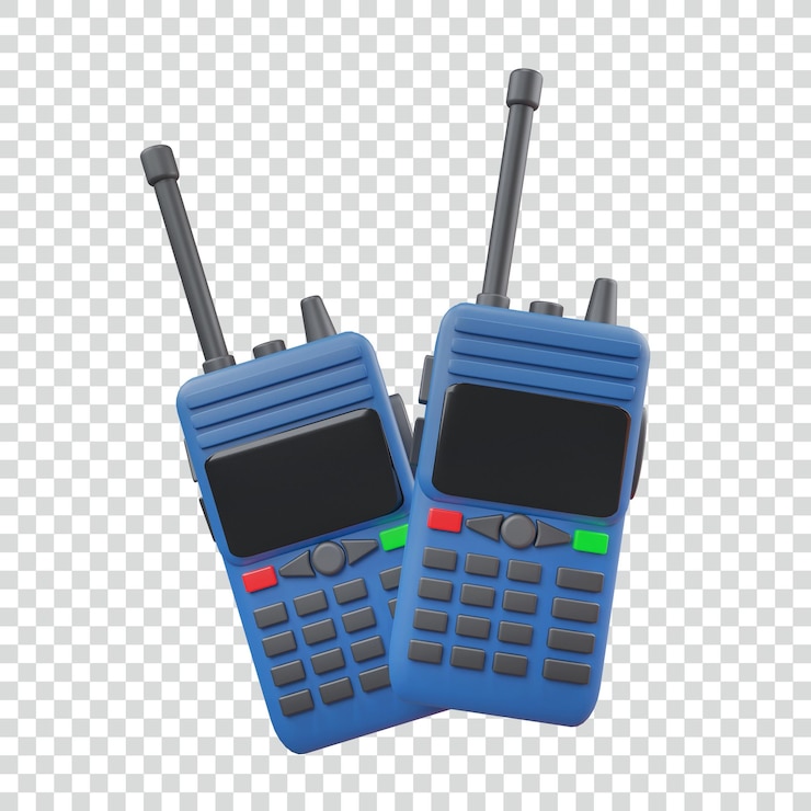 Free PSD walkie talkie radio transceiver isolated icon 3d render illustration