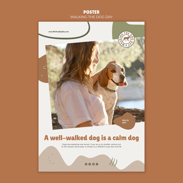 Walking the dog day poster template