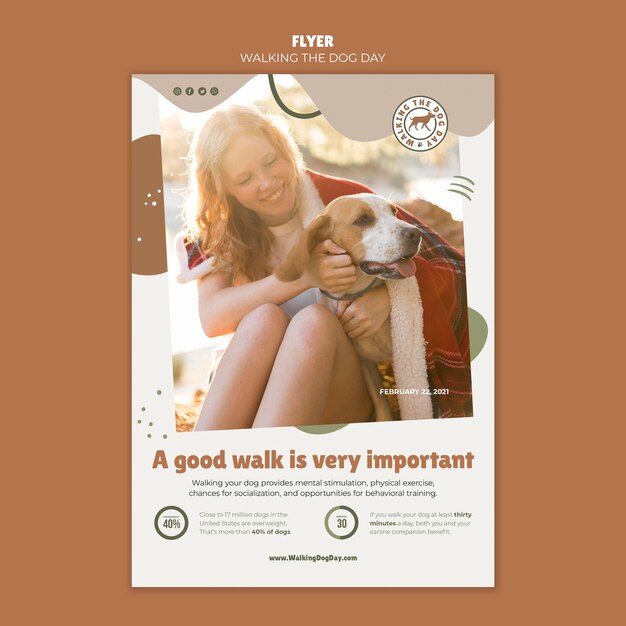walking the dog day template flyer