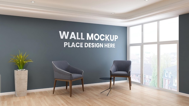 Wall mockup in the living room or office lobby waiting room with minimalist concept