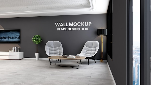 Wall mockup in the living room or office lobby waiting room with minimalist concept