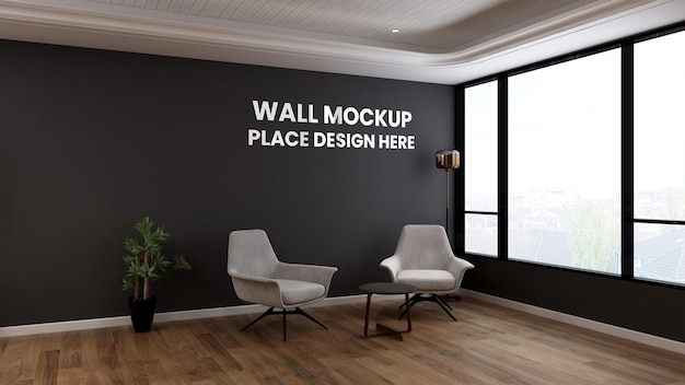 Wall mockup in the living room or office lobby waiting room with minimalist concept