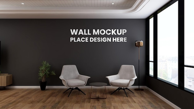 Wall mockup in the living room or office lobby waiting room with minimalist concept