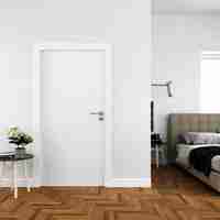 Free PSD wall with blank door mockup