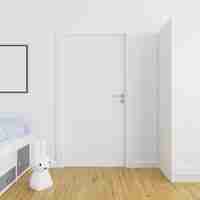 Free PSD wall with blank door mockup