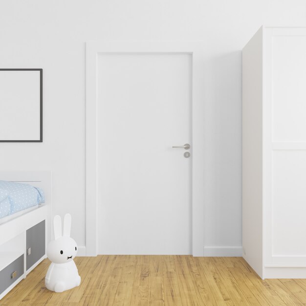 wall with blank door mockup