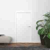 Free PSD wall with blank door mockup