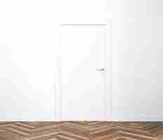 Free PSD wall with blank door mockup