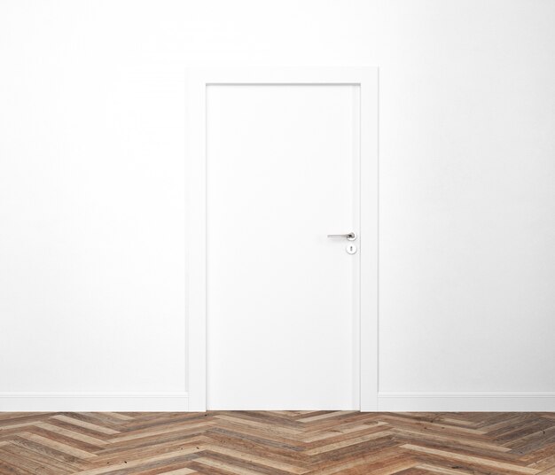 wall with blank door mockup