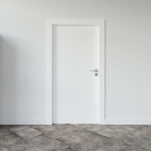 wall with blank door mockup