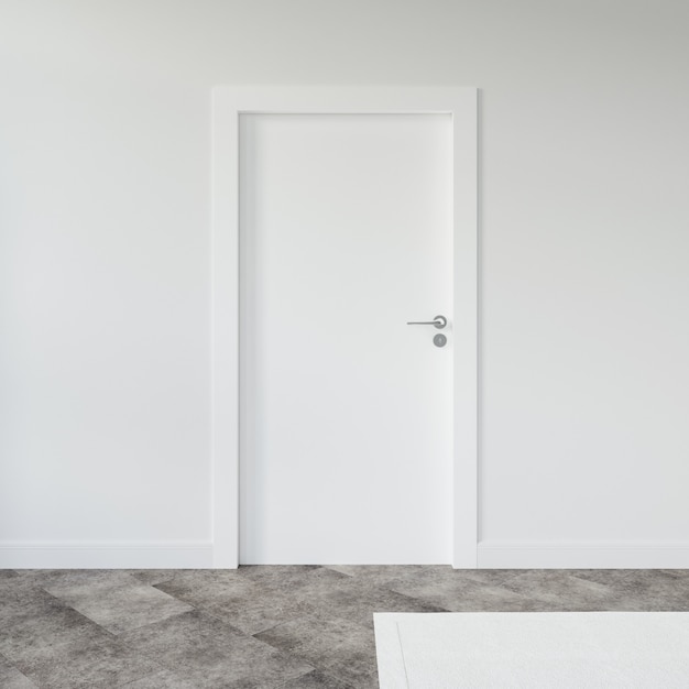 wall with blank door mockup