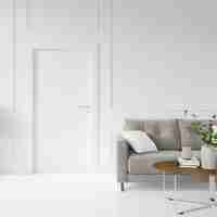 Free PSD wall with blank door and sofa