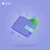 Free PSD wallet isometric 3d render icon