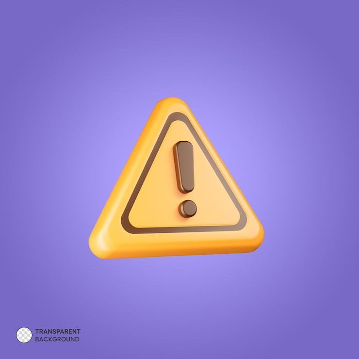 Free PSD warning symbol icon isolated 3d render illustration