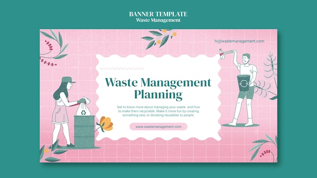 Free PSD waste management horizontal banner template