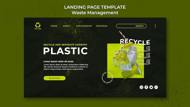 Free PSD waste management landing page design template