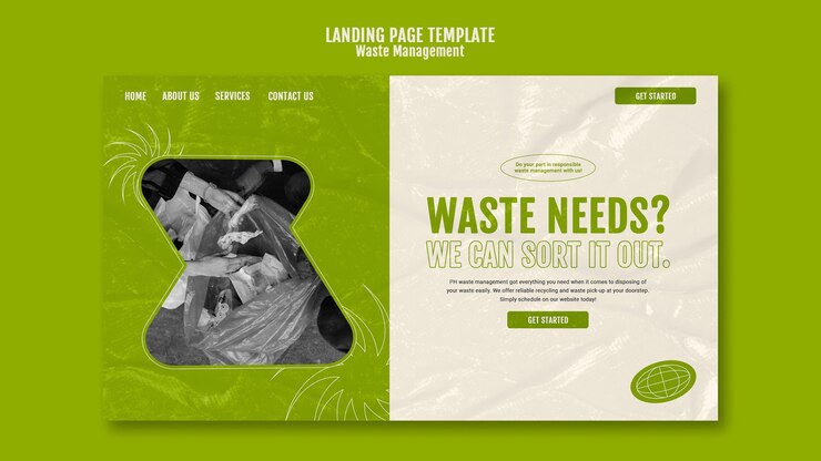 Free PSD waste management landing page design template