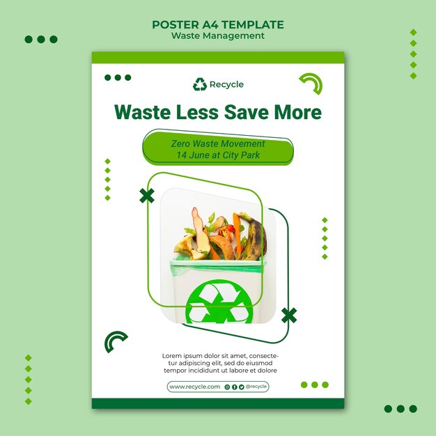 Waste management poster design template