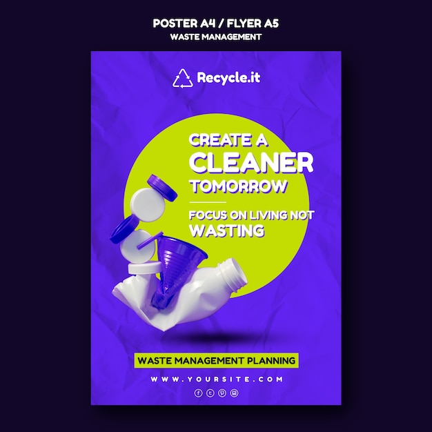 Waste management poster or flyer design template