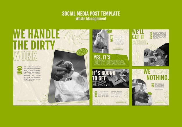 Free PSD waste management social media post design template