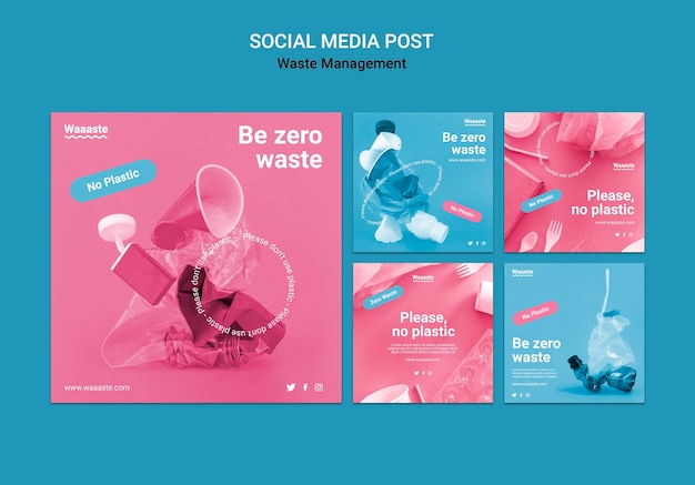 PSD gratuito post sui social media sulla gestione dei rifiuti