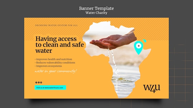 Water charity banner design template