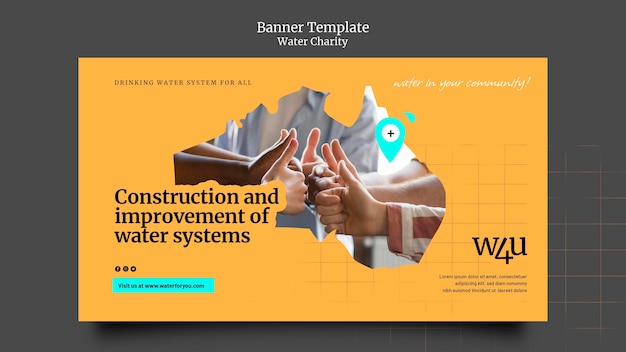 無料PSD 水チャリティーバナーデザインテンプレート
