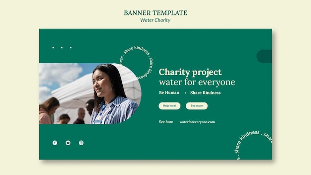 PSD gratuito modello di progettazione di banner di beneficenza per l'acqua