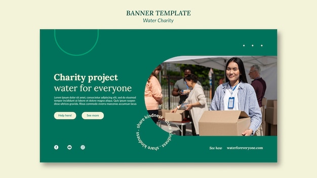 無料PSD 水チャリティーバナーデザインテンプレート