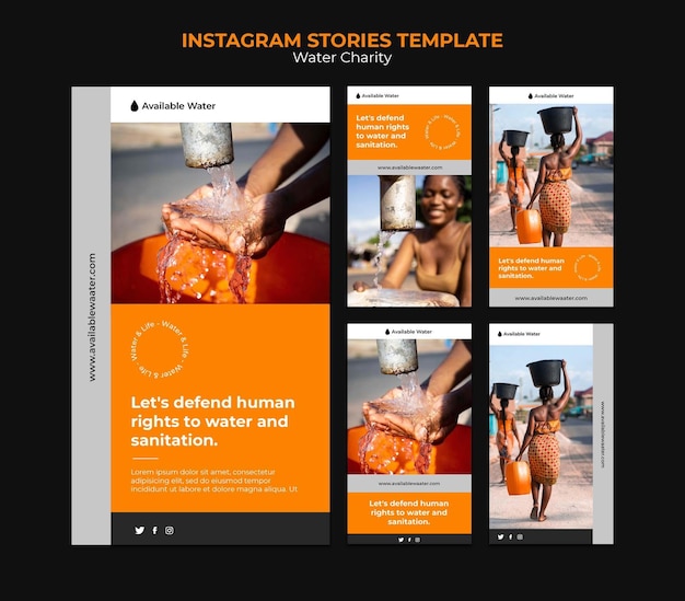 Water charity insta story design template