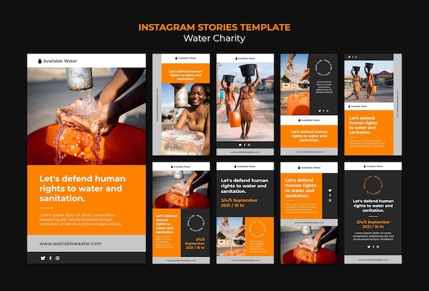 Water charity insta story design template