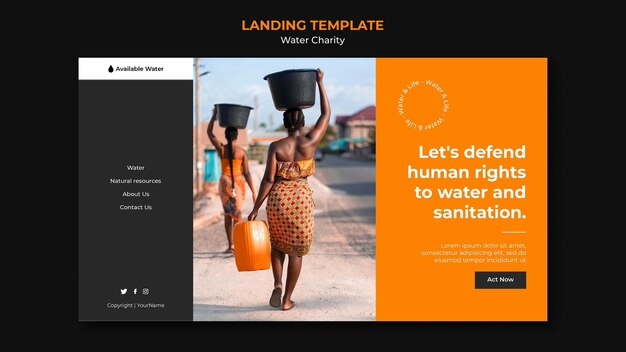 water charity landing page design template