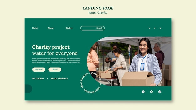 Water charity landing page design template