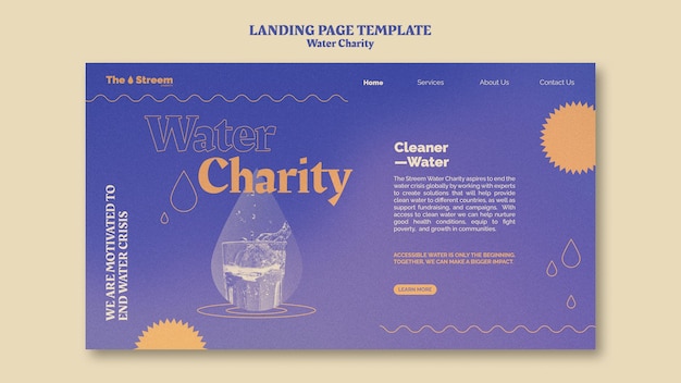 Free PSD water charity landing page