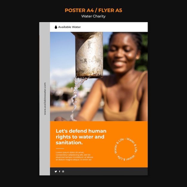 Free PSD water charity poster design template