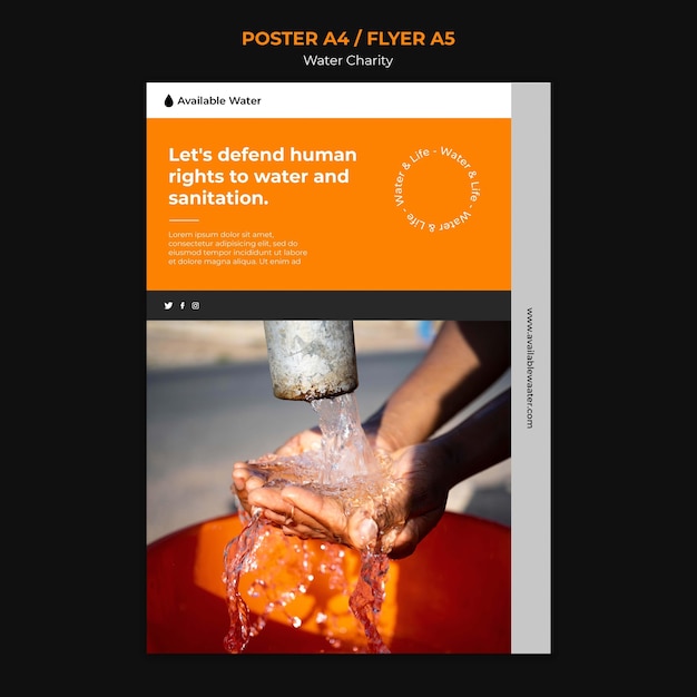 Free PSD water charity poster design template