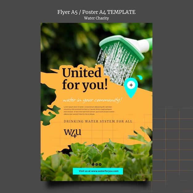 Free PSD water charity poster design template