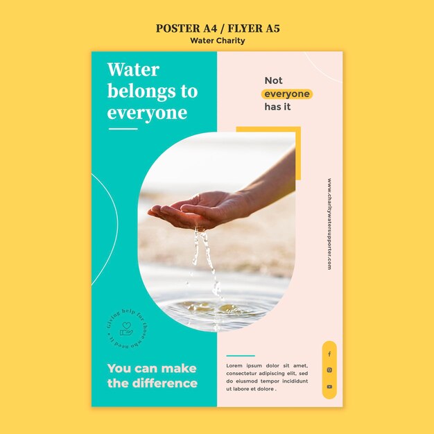 Water charity poster design template