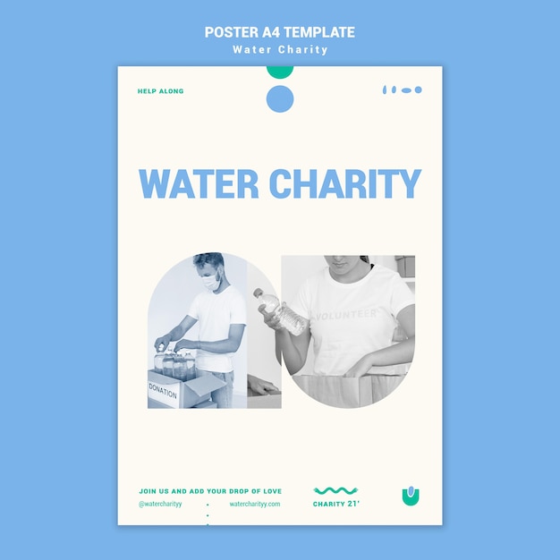 Water charity poster design template