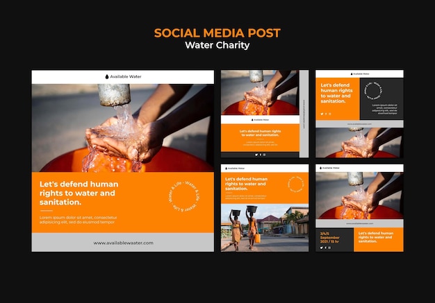 Free PSD water charity social media post design template