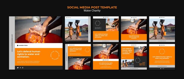 Water charity social media post design template