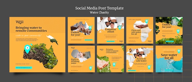 Free PSD water charity social media post design template