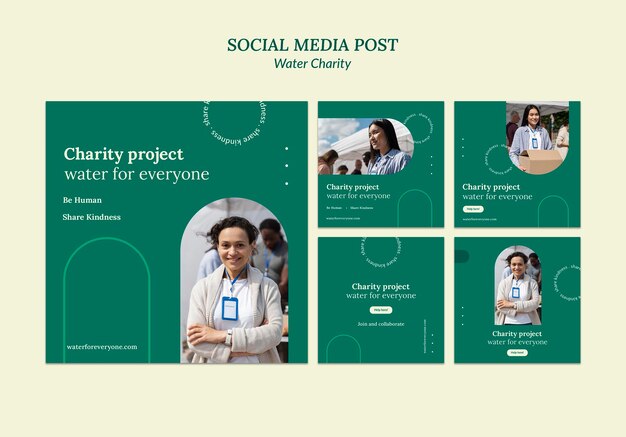 water charity social media post design template