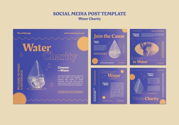 Free PSD water charity social media post template