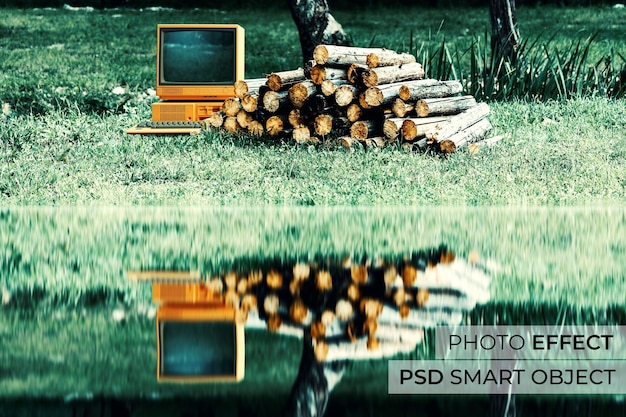 Free PSD water reflections photo effect