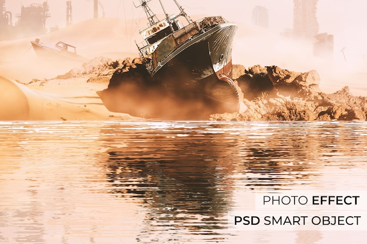 無料PSD 水の反射の写真効果