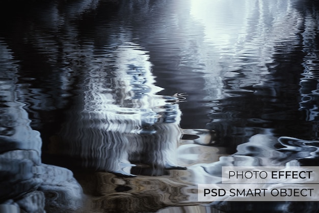 PSD gratuito effetto fotografico riflessi d'acqua