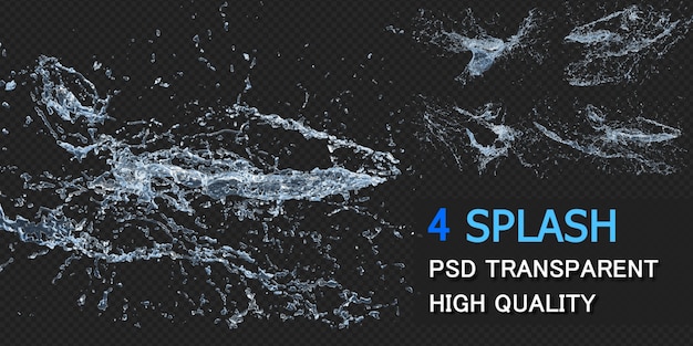 Water splash with droplets pack design isolated