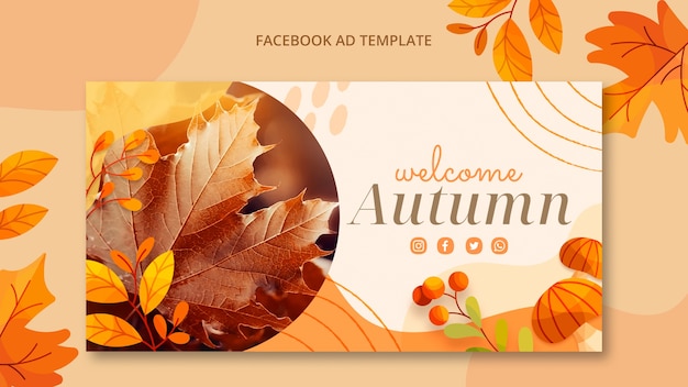 Free PSD watercolor autumn facebook ad template design