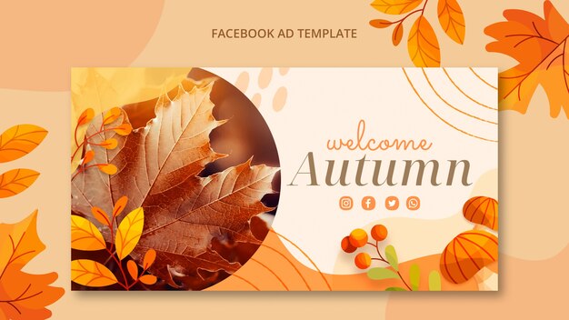 水彩の秋のFacebookの広告テンプレートのデザイン